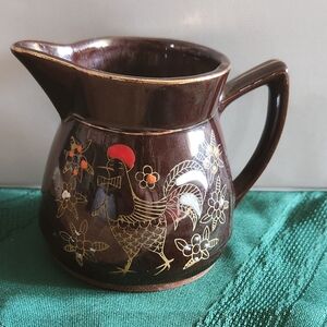 Japanese Redware Pottery Creamer With Rooster